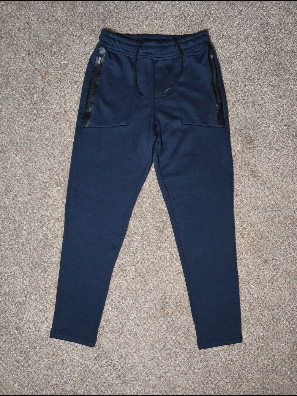 Men's Navy Zip-Pocket Joggers with Drawstring Waist
